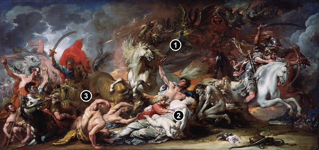 Annotated details from Pale Horse: The 1796 Version by Benjamin West